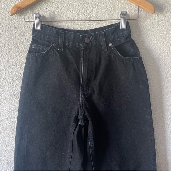 Vintage Curfew Tapered Jeans Girls 14 Slim (23x26) Black Distressed Cotton - Picture 3 of 16